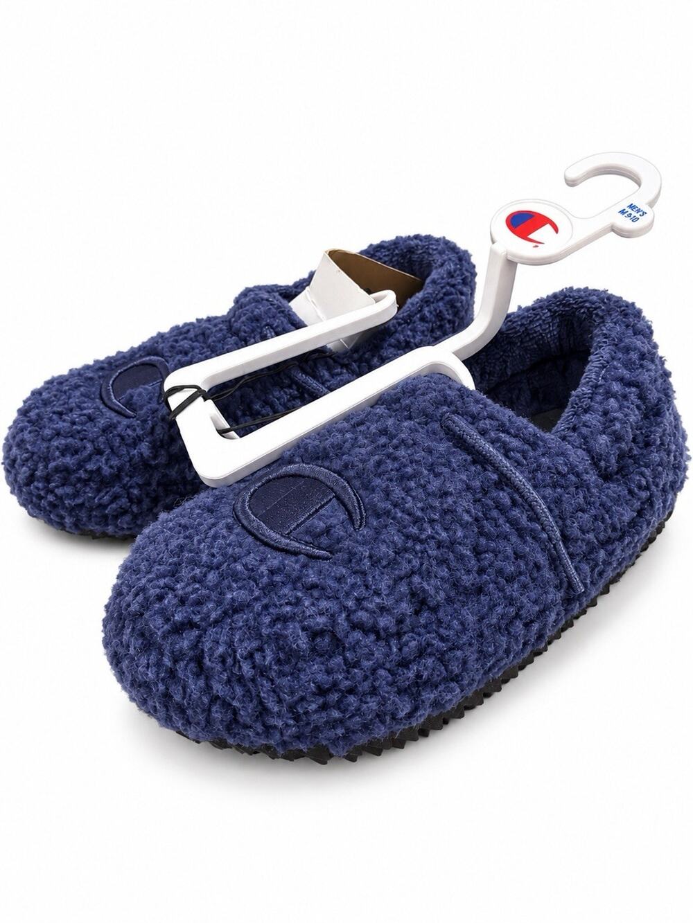 Champion Men’s M8 Women’s W10 Navy Blue Sherpa Fleece Slippers Slip On
